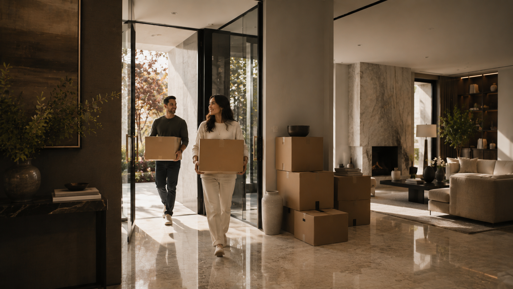 New homeowners settling into their home
