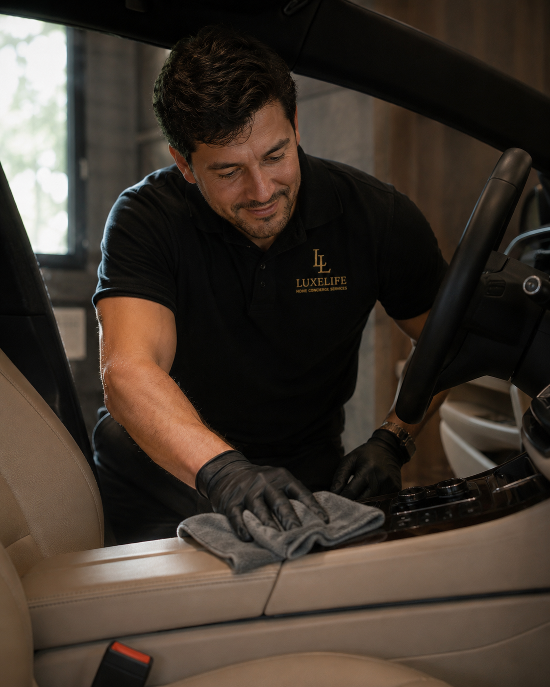 Your dedicated LuxeLife Vehicle Butler at work on a spotless car